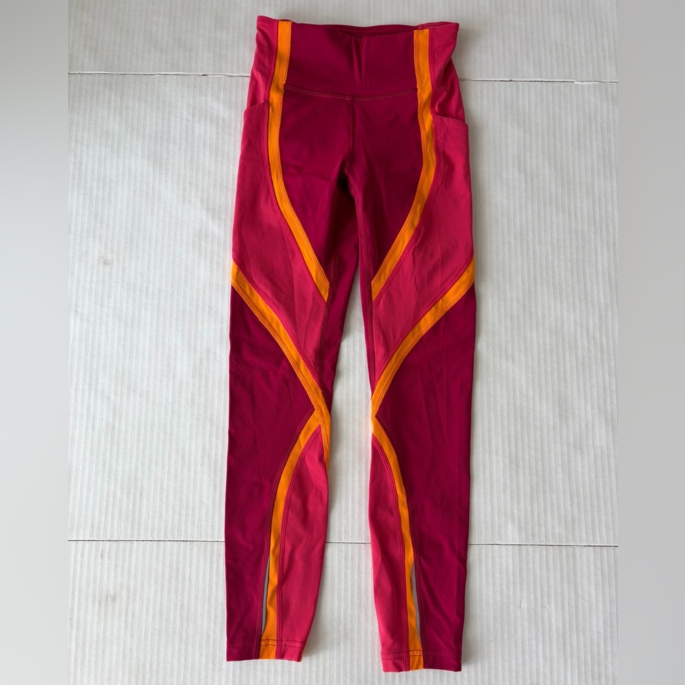 Lululemon Wild Twist 7/8 Tight *25" Ruby Red / Fuchsia Pink / Vivid Amber size 2